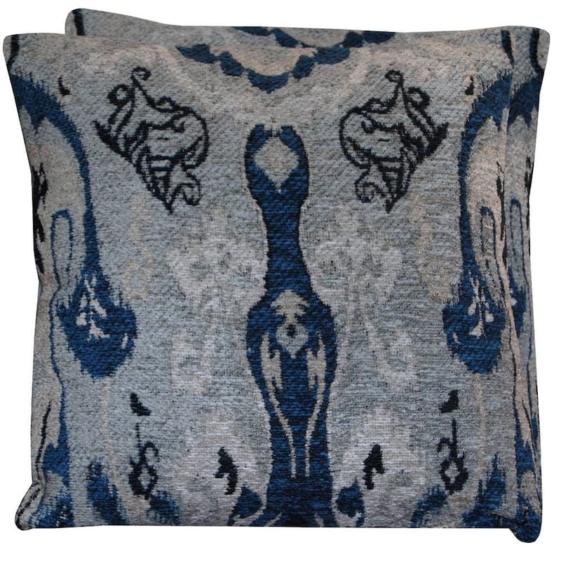 Handmade 20" Chenille Ikat Throw Pillow, Set of 2