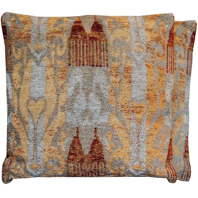 Handmade 20" Chenille Ikat Throw Pillow, Set of 2