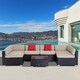 Outsunny 7 Piece Wicker Sofa Set Outdoor Patio Conversation Furniture Sectional Cushioned - Thumbnail 1