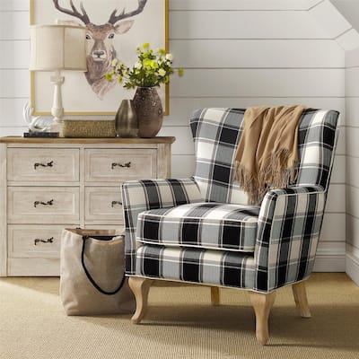 Avenue Greene Fremont Checkered Pattern Accent Chair