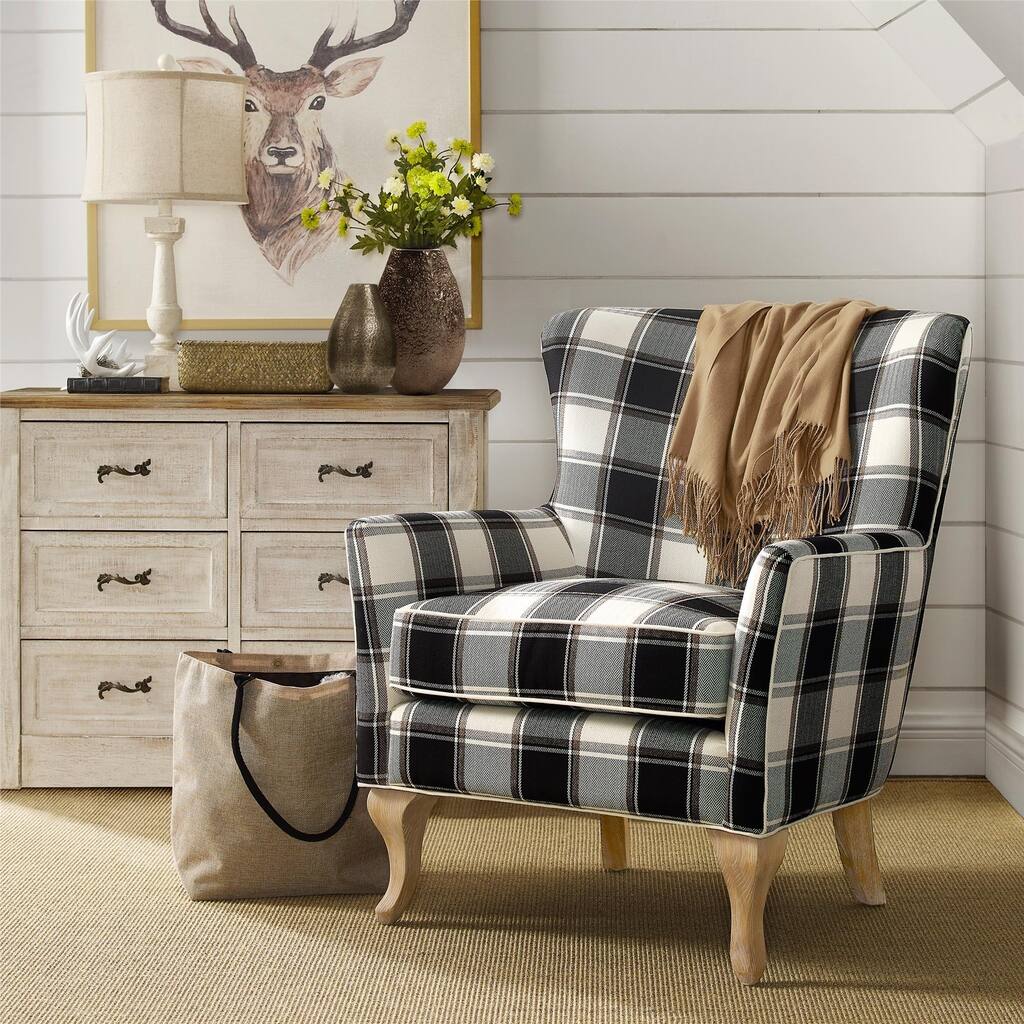 Avenue Greene Fremont Checkered Pattern Accent Chair