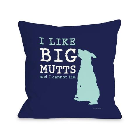 I Like Big Mutts - Navy Teal Pillow by Dog is Good