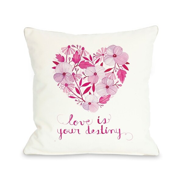 Love is Destiny - White Pink Multi Pillow by Ana Victoria Calderon