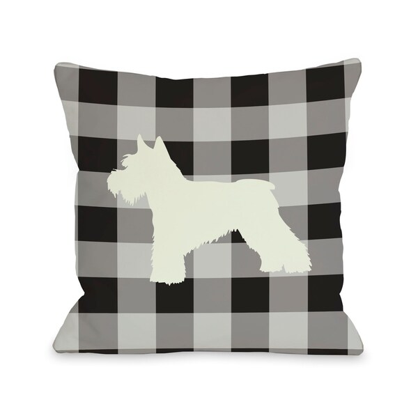 Gingham Silhouette Schnazuer - Charcoal Pillow by OBC