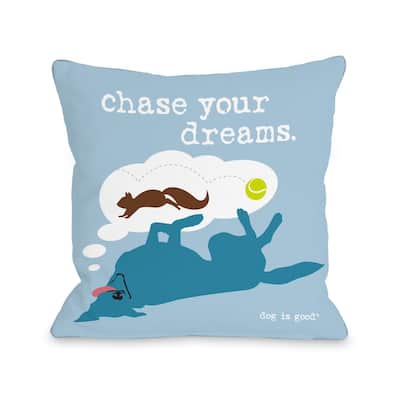 Chase Dreams - Blue Pillow by Dog is Good