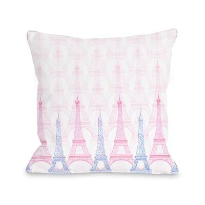 Eiffel Tower - White Multi Pillow by Pinklight Studio - April Heather Art