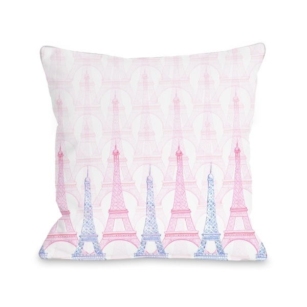 Eiffel Tower - White Multi Pillow by Pinklight Studio - April Heather Art