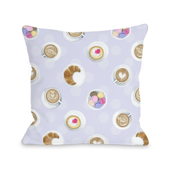 Mini Coffee Cupcake Macaroons - Lavendar Multi Pillow by Pinklight Studio - April Heather Art