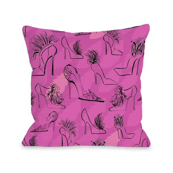 Stilettos Feathers 6 - Multi Pillow by Pinklight Studio - April Heather Art