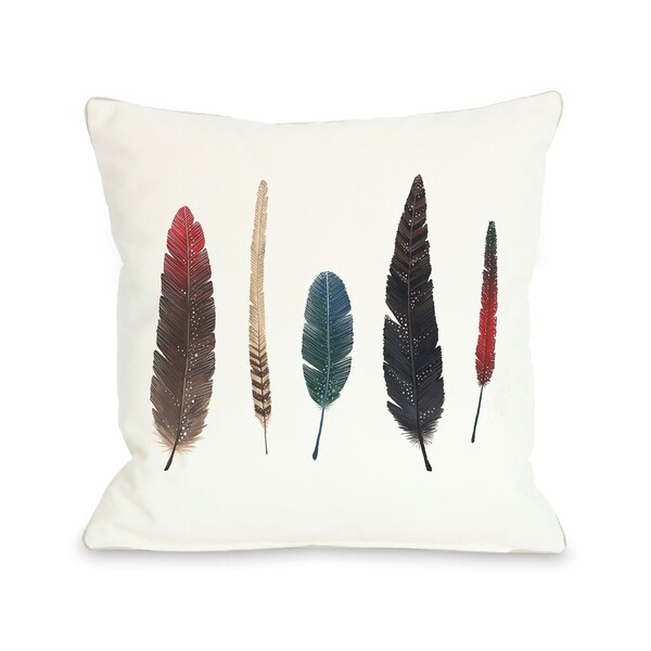 Feathers 2 - Red Multi 14x20 Pillow by Ana Victoria Calderon