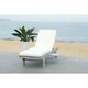 Safavieh Outdoor Living Newport Ash Grey/ White Cart-Wheel Adjustable Chaise Lounge Chair - 27.6" x 78.7" x 14.2" - Thumbnail 1