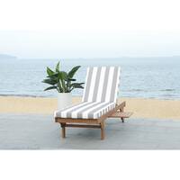 Safavieh Outdoor Living Newport Grey/ White Stripe  Cart-Wheel Adjustable Chaise Lounge Chair - 27.6" x 78.7" x 14.2"