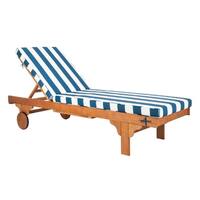 Safavieh Outdoor Living Newport Navy/ White Stripe Cart-Wheel Adjustable Chaise Lounge Chair - 27.6" x 78.7" x 14.2"
