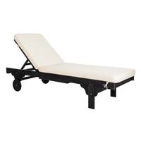 Safavieh Outdoor Living Newport Black/ White Cart-Wheel Adjustable Chaise Lounge Chair - 27.6" x 78.7" x 14.2"