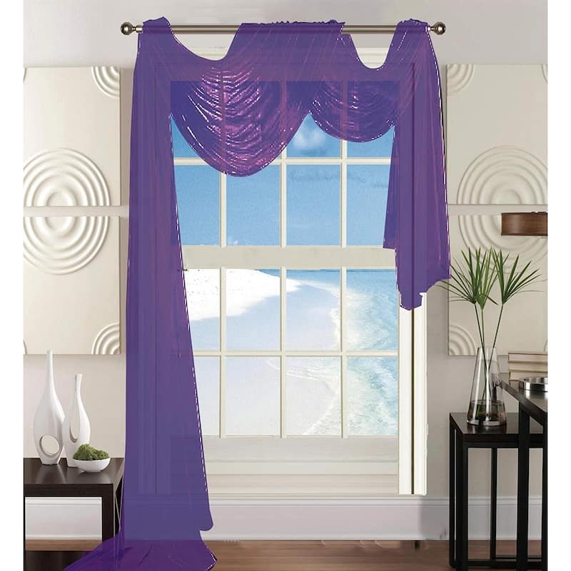 Elegant Comfort Beautiful Window Panel Curtain Sheer Voile Scarf 55" X 216" - 55" x 216" - 55" x 216"