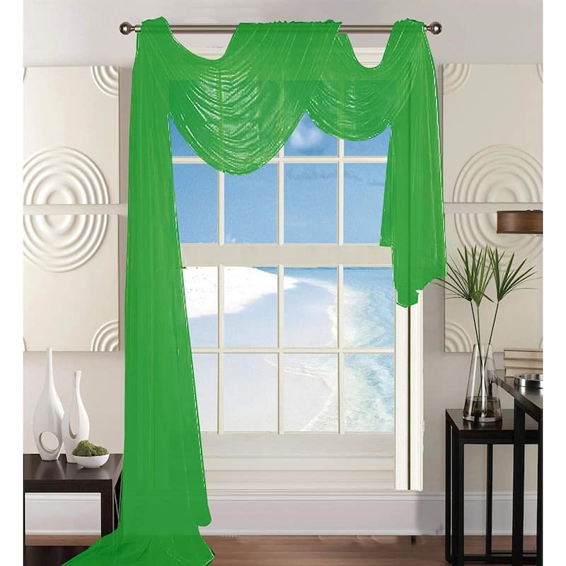 Elegant Comfort Beautiful Window Panel Curtain Sheer Voile Scarf 55" X 216" - 55" x 216" - 55" x 216" - Lime