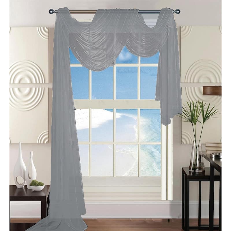 Elegant Comfort Beautiful Window Panel Curtain Sheer Voile Scarf 55" X 216" - 55" x 216" - 55" x 216"