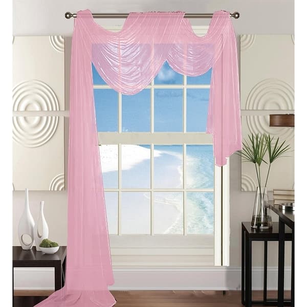 Bright Turquoise Voile Scarf - Sheer Window Panel Valance Curtain, 1 Panel