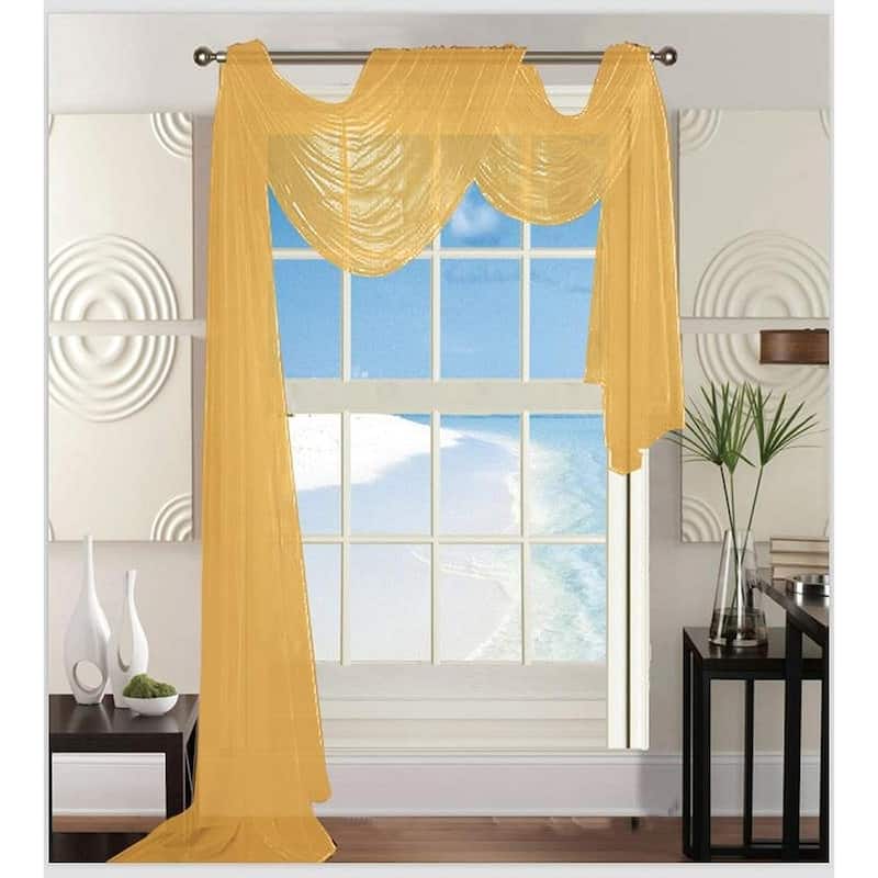 Elegant Comfort Beautiful Window Panel Curtain Sheer Voile Scarf 55" X 216" - 55" x 216" - 55" x 216"