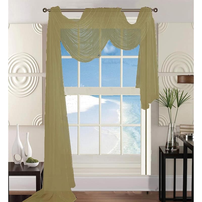 Elegant Comfort Beautiful Window Panel Curtain Sheer Voile Scarf 55" X 216" - 55" x 216" - 55" x 216"