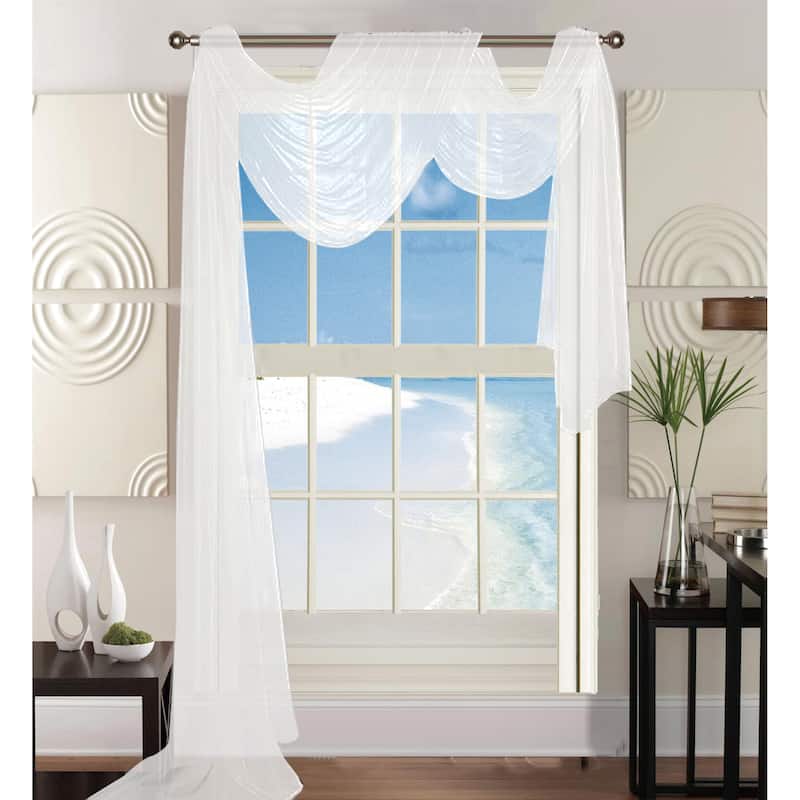 Elegant Comfort Beautiful Window Panel Curtain Sheer Voile Scarf 55" X 216" - 55" x 216" - 55" x 216" - White