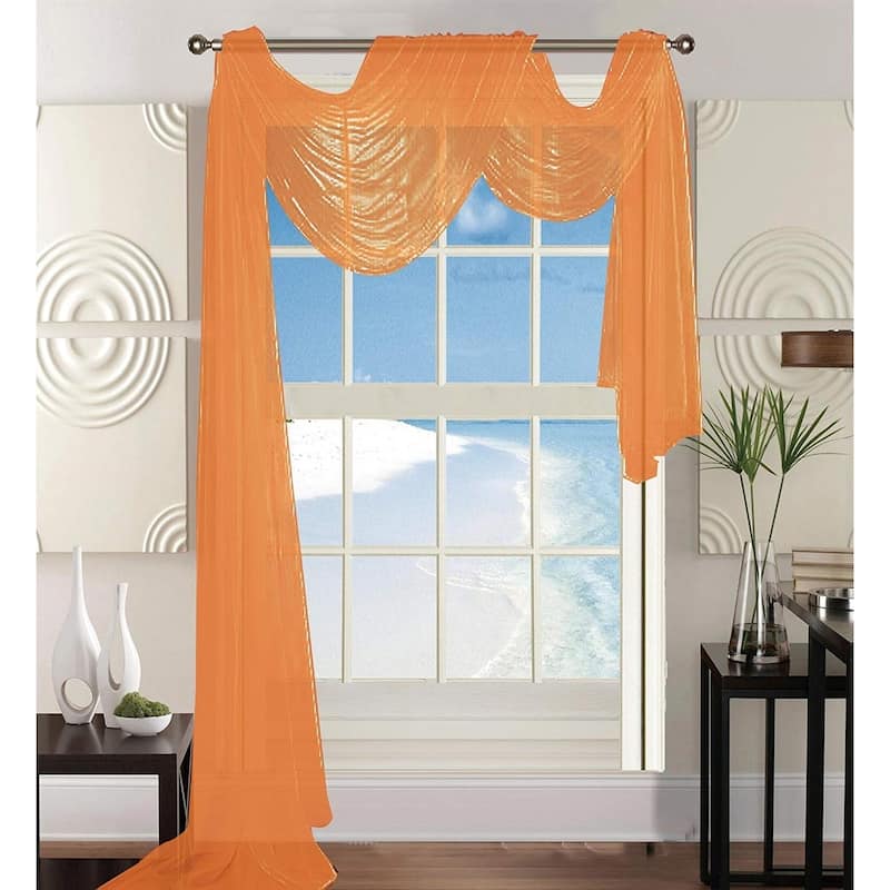 Elegant Comfort Beautiful Window Panel Curtain Sheer Voile Scarf 55" X 216" - 55" x 216" - 55" x 216" - Orange