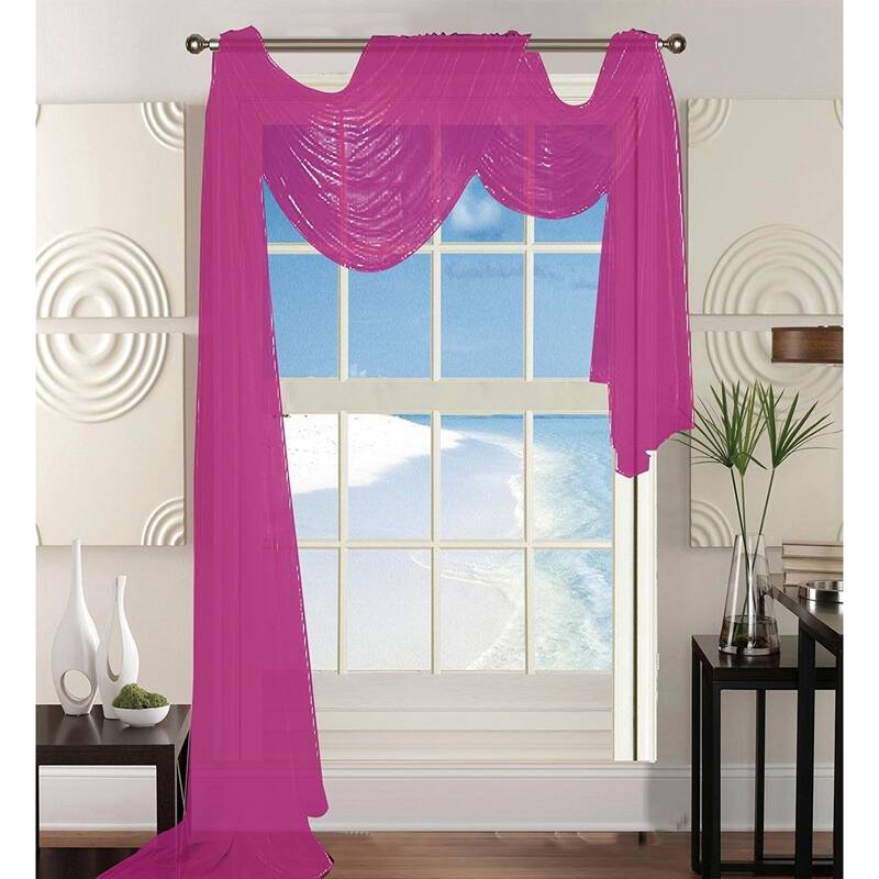 Elegant Comfort Beautiful Window Panel Curtain Sheer Voile Scarf 55" X 216" - 55" x 216" - 55" x 216" - Hot Pink