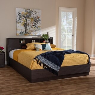 Contemporary Brown Finished Queen Size Storage Bed by Baxton Studio
