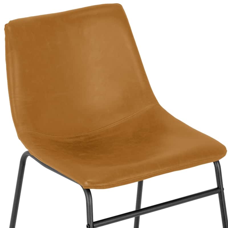 Set of 2 Adan Iron Frame Vintage Cappuccino Faux Leather Counter Stool
