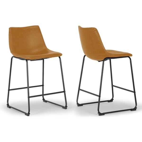 Set of 2 Adan Iron Frame Vintage Cappuccino Faux Leather Counter Stool. Opens flyout.