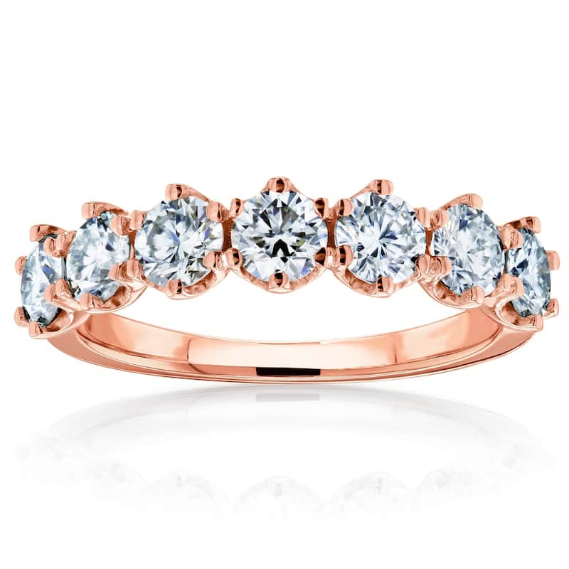 Annello by Kobelli 14k Gold 1 1/10ct TGW 7-Stone Prong Set Moissanite Ring (GH/VS)