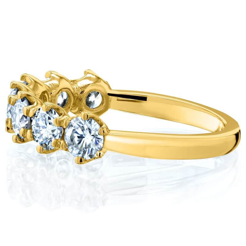 Annello by Kobelli 14k Gold 1 1/10ct TGW 7-Stone Prong Set Moissanite Ring (GH/VS)