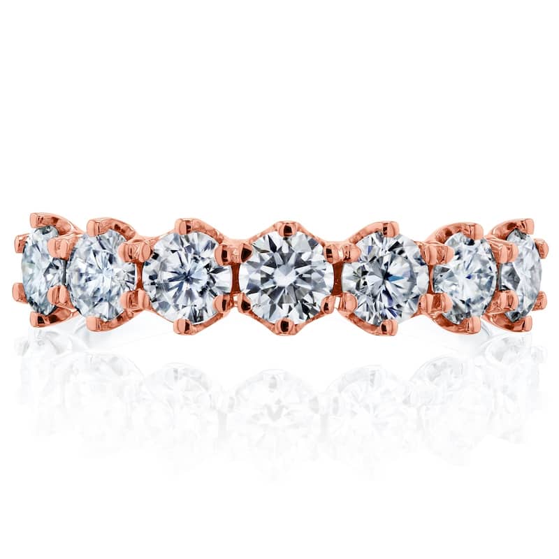 Annello by Kobelli 14k Gold 1 1/10ct TGW 7-Stone Prong Set Moissanite Ring (GH/VS)