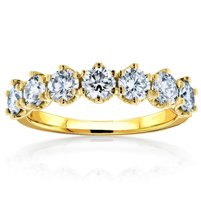 Annello by Kobelli 14k Gold 1 1/10ct TGW 7-Stone Prong Set Moissanite Ring (GH/VS)