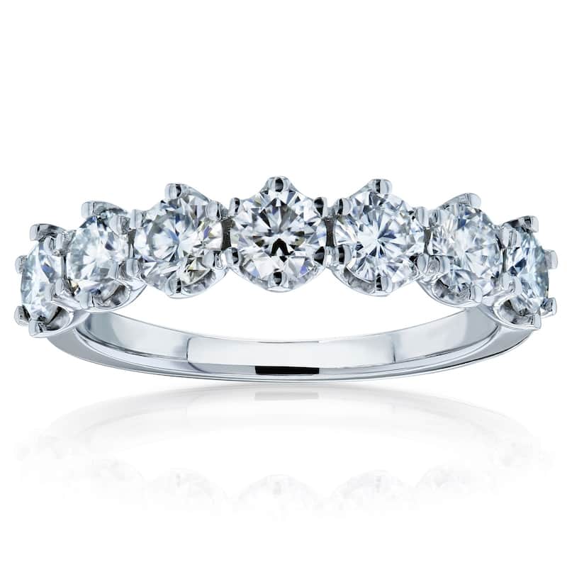 Kobelli 1.12 Carats Moissanite Solid 14k Gold Round Brilliant-cut 7-Stone Half Eternity Ring