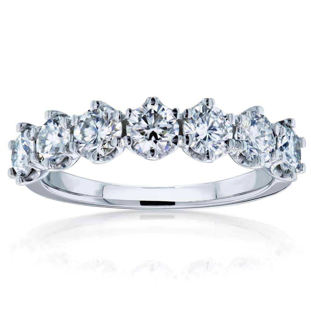 Kobelli 1.12 Carats Moissanite Solid 14k Gold Round Brilliant-cut 7-Stone Half Eternity Ring