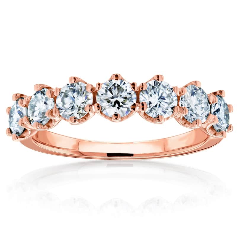 Annello by Kobelli 14k Gold 1 1/10ct TGW 7-Stone Prong Set Moissanite Ring (DEF/VS)