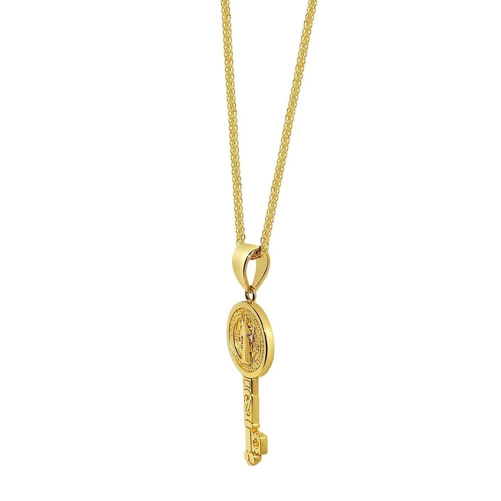Gold St Saint Benoît San Benito Senita Pendentif Croix 10k Charm Clé 1.2 g 1.35/"