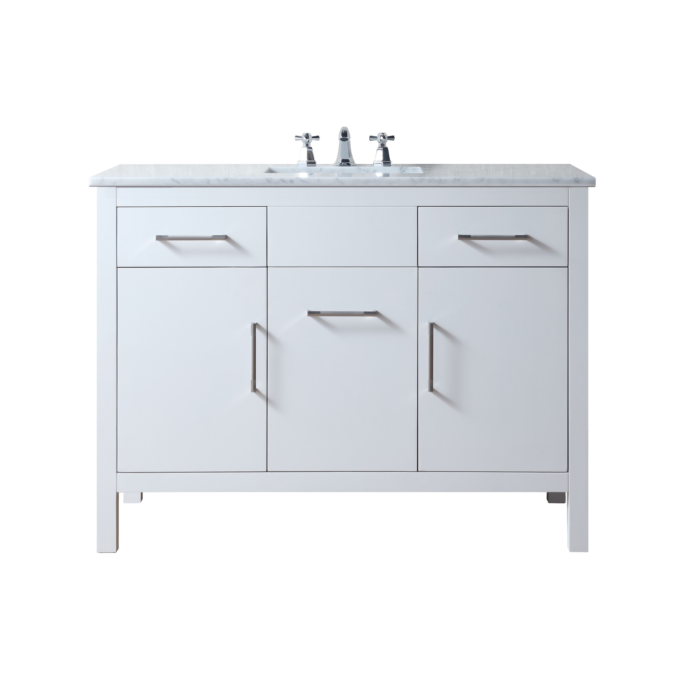 Shop Stufurhome Atreus 48 Inch White Single Sink Bathroom Vanity With Carrara Marble Top Overstock 22288566