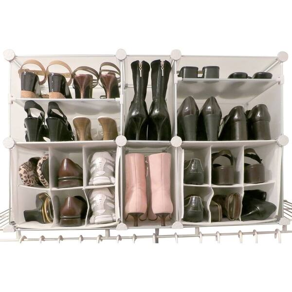 Luxury Living Modular Shoe Storage Organizer with Panels Fits Up to 22 Pairs of Shoes Bed
