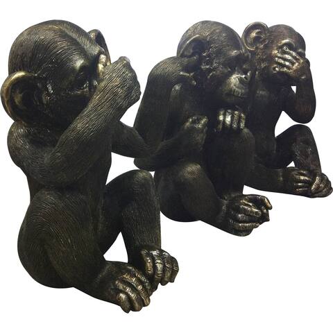 Painted Contemporary Adorable Chimp Sculptures (Set of 3)