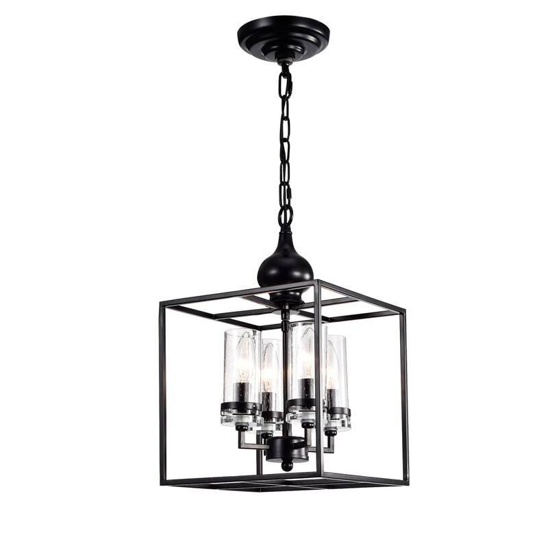 Palmira Black 4-Light Pendant with Clear Glass Shade