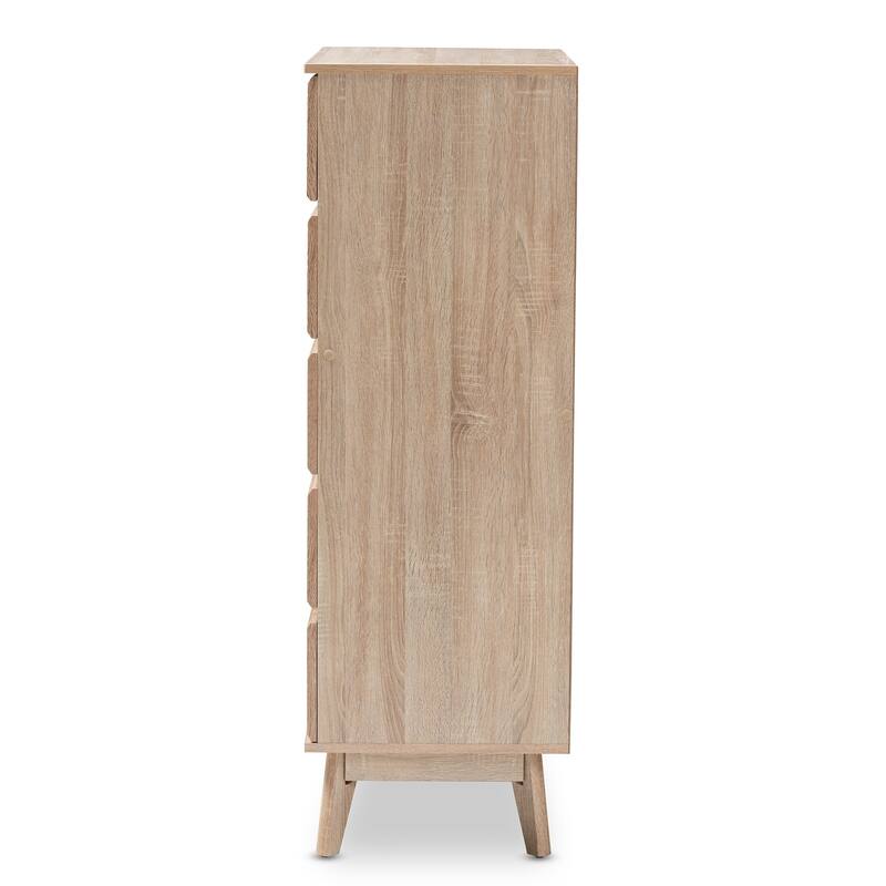 Mid-Century Oak and Dark Grey 5-Drawer Chest by Baxton Studio