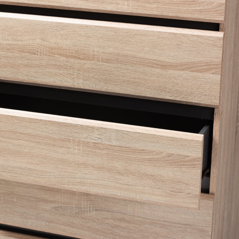 Mid-Century Oak and Dark Grey 5-Drawer Chest by Baxton Studio