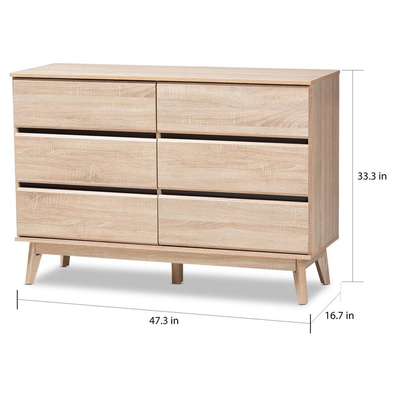 Mid-Century Dark Grey 6-Drawer Dresser by Baxton Studio