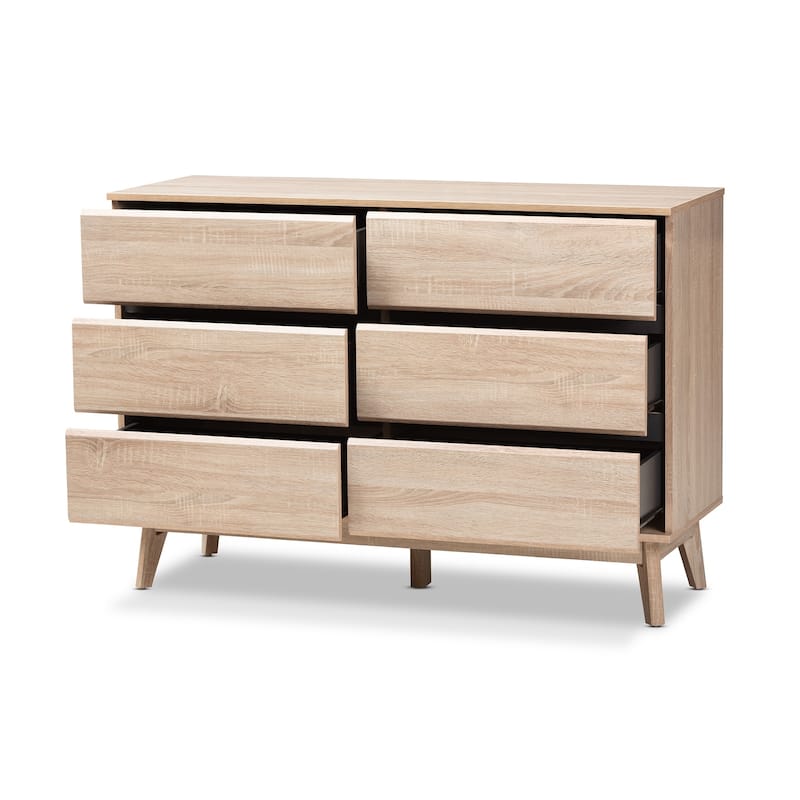 Mid-Century Dark Grey 6-Drawer Dresser by Baxton Studio