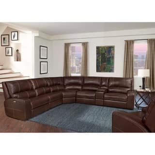 Recline Sectional Sofas Online At Our Best Symon Russet Top Grain Leather Reclining Sectional Sofa