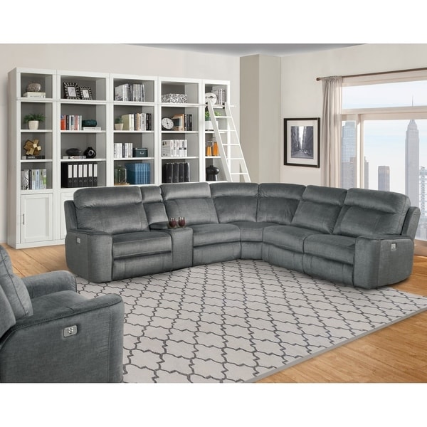 Lester Grey Reclining Sectional Sofa Free