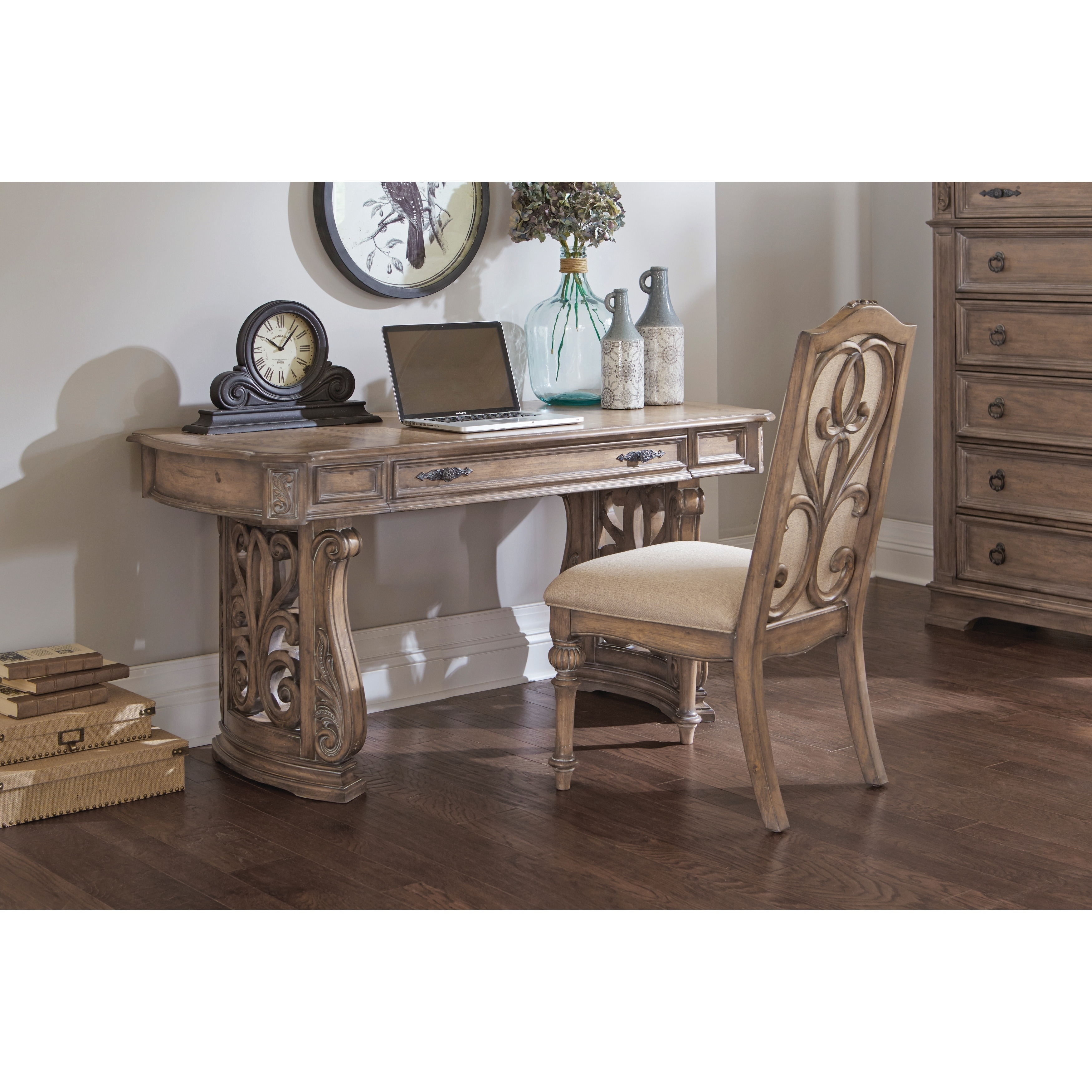 Shop Ilana Traditional Antique Linen Writing Desk Overstock