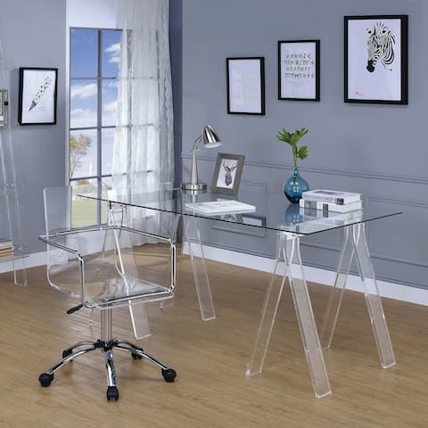 Clear Desks Computer Tables Online At Our Best Amaturo Clear Acrylic Sawhorse Writing Desk
